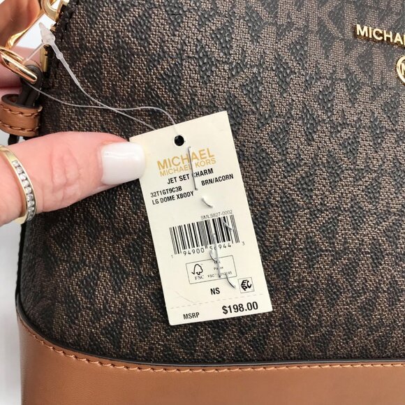 Michael Kors Brown Coated Canvas Large Jet Set Charm Dome - Picture 10 of 11